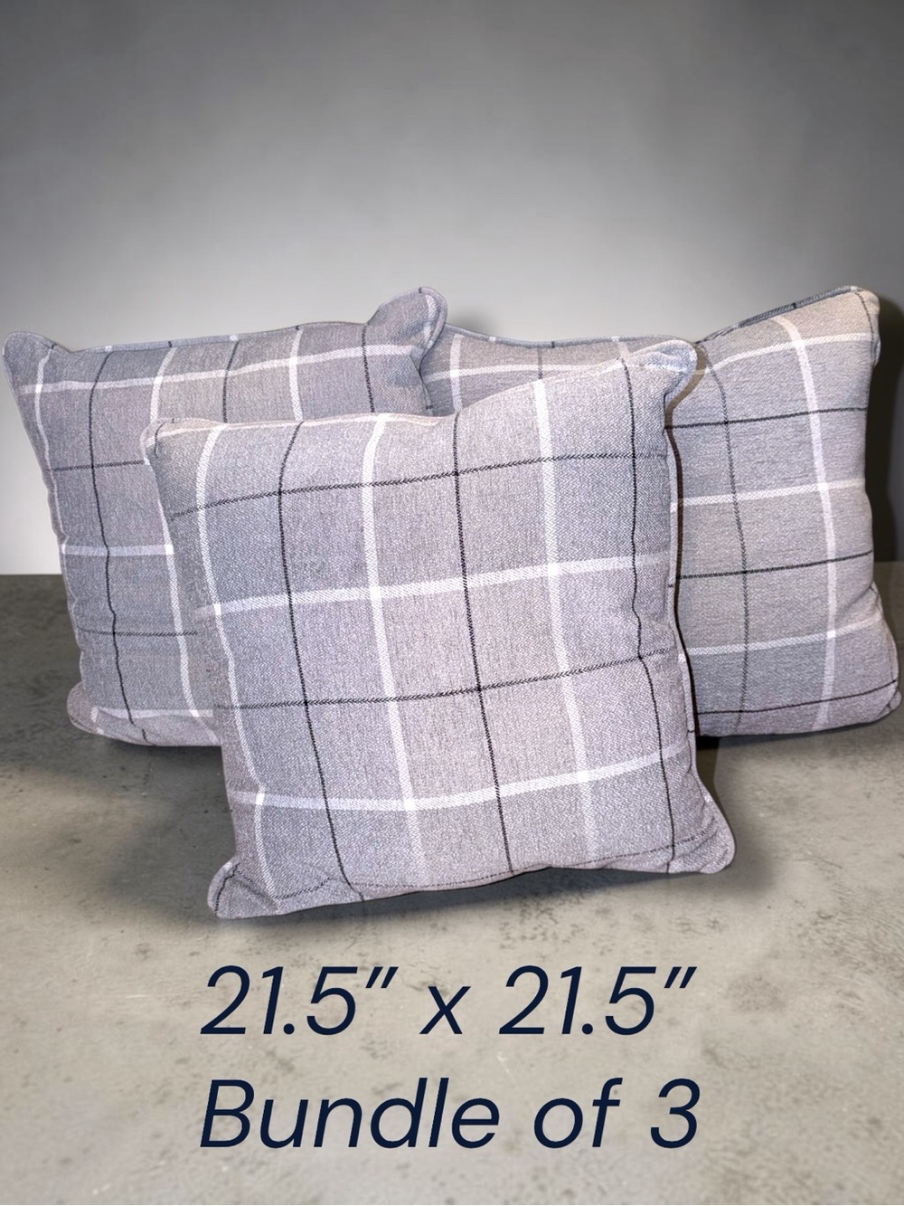 🌼Gray Plaid Decorative Throw Pillow Set of 3